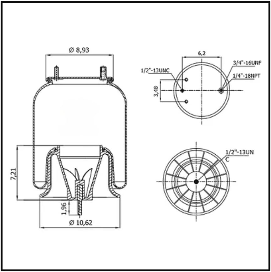 4 Pack Air Spring Bag & Air Suspension Compatible with Freightliner Trucks Replacing Part Numbers W01-358-9780, W01-377-8537, 8537, 1R12-303, 161673000