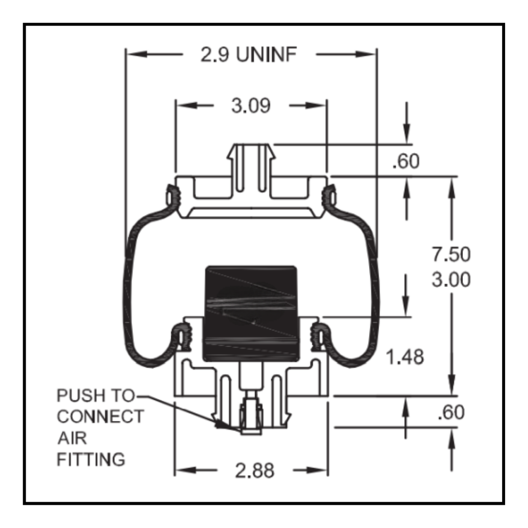 2 Pack Cabin Sleeper Air Spring Bag & Cab Air Suspension Compatible with Freightliner Century Class & Columbia Trucks Replacing Part Numbers 7206, W02-358-7206, 18-29919-000