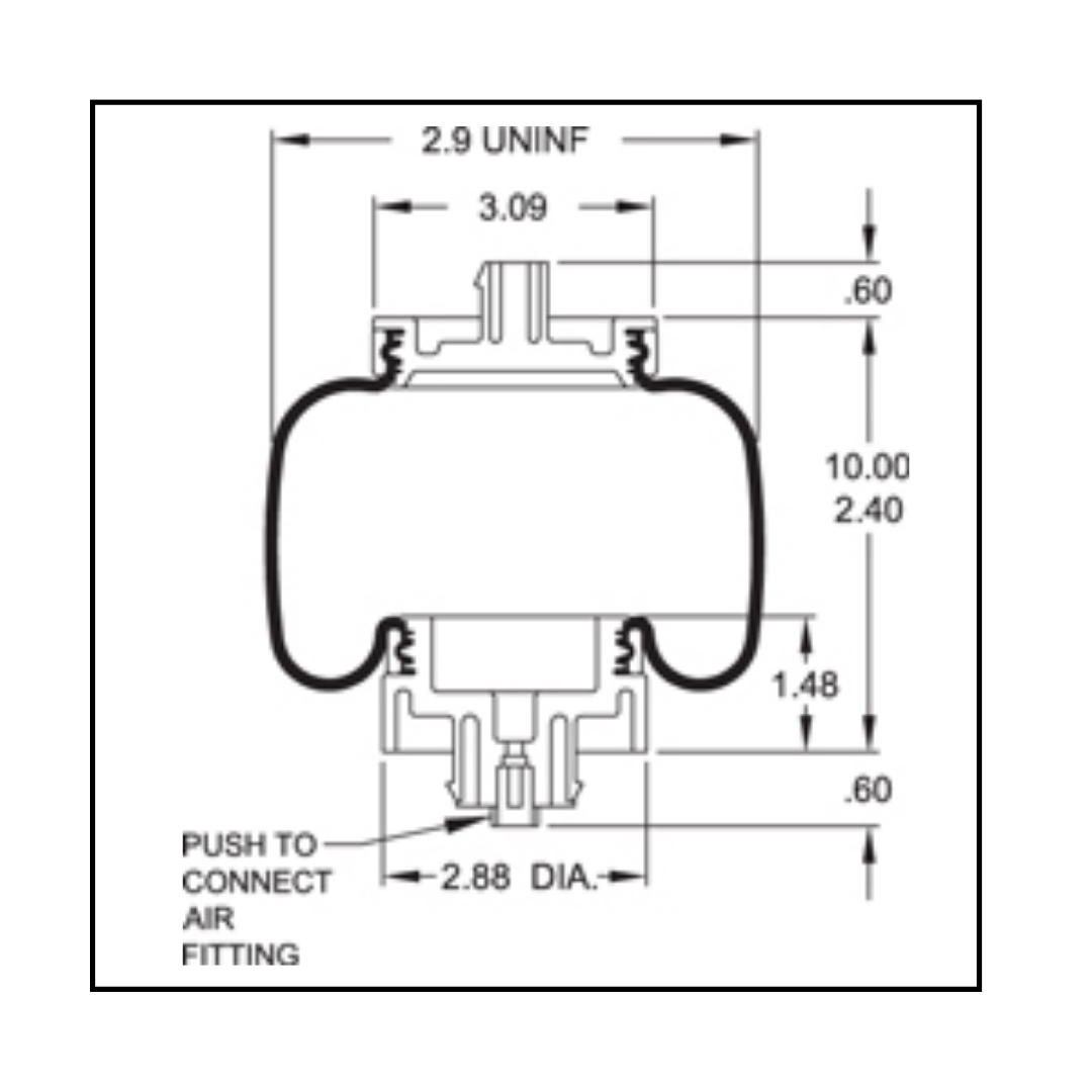 2 Pack Cabin Sleeper Air Spring Bag & Cab Air Suspension Compatible with Kenworth (1999 - New) Trucks Replacing Part Numbers 7109, W02-358-7109, T81-1000