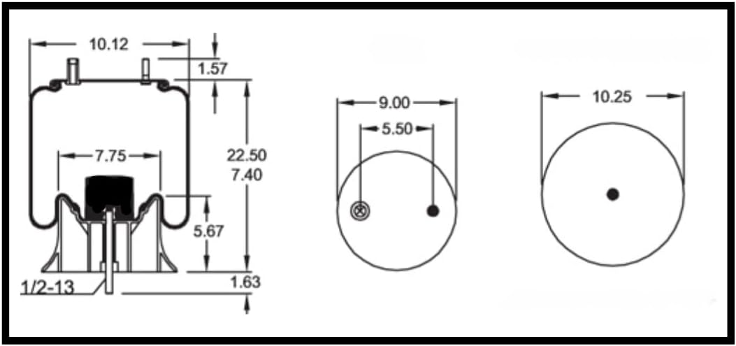 4 Pack Trailer Air Spring Bag & Air Suspension Compatible With W01-358-9923,1R12-481, 905-57-118