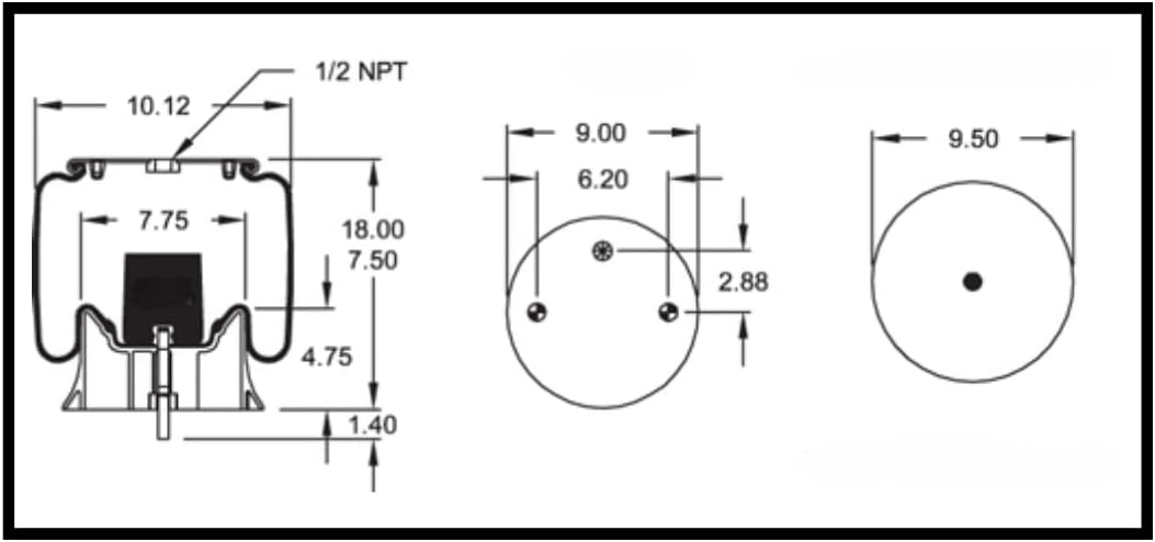 4 Pack Air Spring Bag & Air Suspension Compatible with Peterbilt Trucks Replacing Part Numbers W01-358-8813, W01-358-9069, C816022, C81-1003, 1R12-069