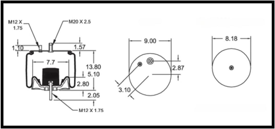 Air Spring Bag & Air Suspension Compatible with Volvo Trucks Replacing Part Numbers W01-358-9554, 60716-2, 57QL59M, 20462941