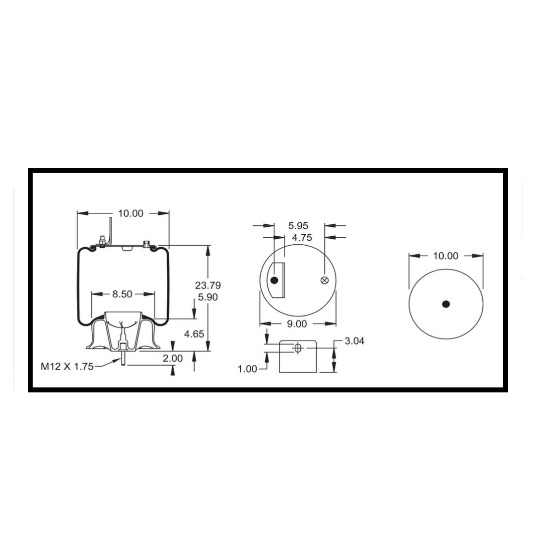 4 Pack Air Spring Bag & Air Suspension Compatible with Navistar Intenational Trucks Replacing Part Numbers 1191, W01-35-1191, FLTA1R12432, 3541731C1, W01-358-9875, 1R12-432