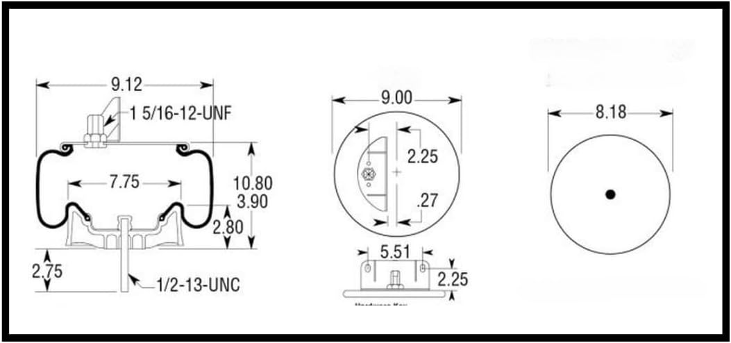 4 Pack Air Spring Bag & Air Suspension Compatible with Kenworth Trucks Replacing Part Numbers W01-358-9622, K-303-19, 1R11-221, 8537