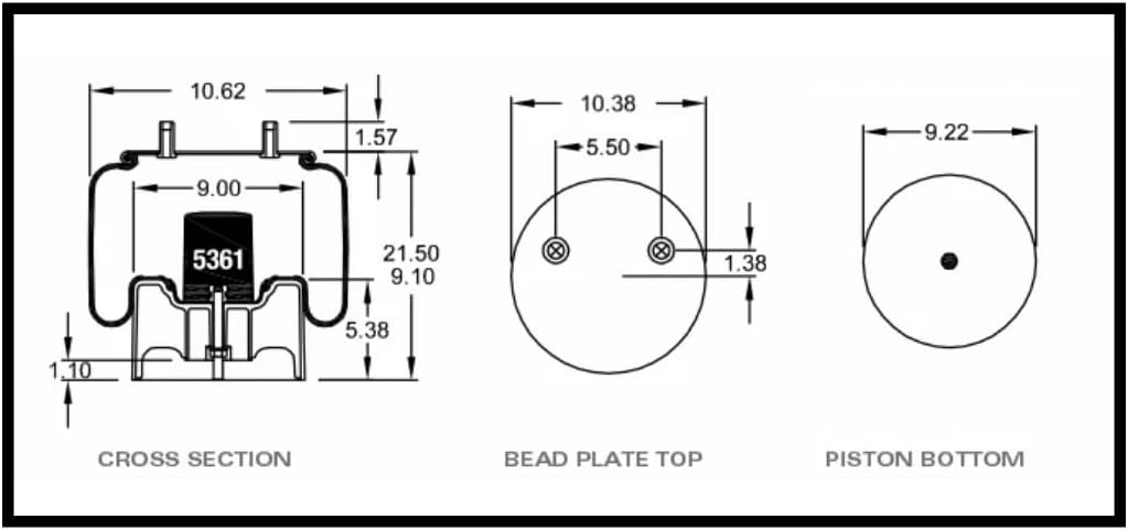 Trailer Air Spring Bag & Air Suspension Compatible with VAN TRAAX HKA-200 Replacing Part Numbers S-21966, C-21966, 8708, W01-358-8708, 10 10-16 P 526, 1DK25E-8708