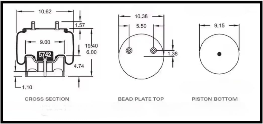Trailer Air Spring Bag & Air Suspension Compatible with Hendrickson AAT 23K Models Intraax & Van Traax Replacing Part Numbers 8751, W01-358-8709, S-20900, S-21800, C-21800
