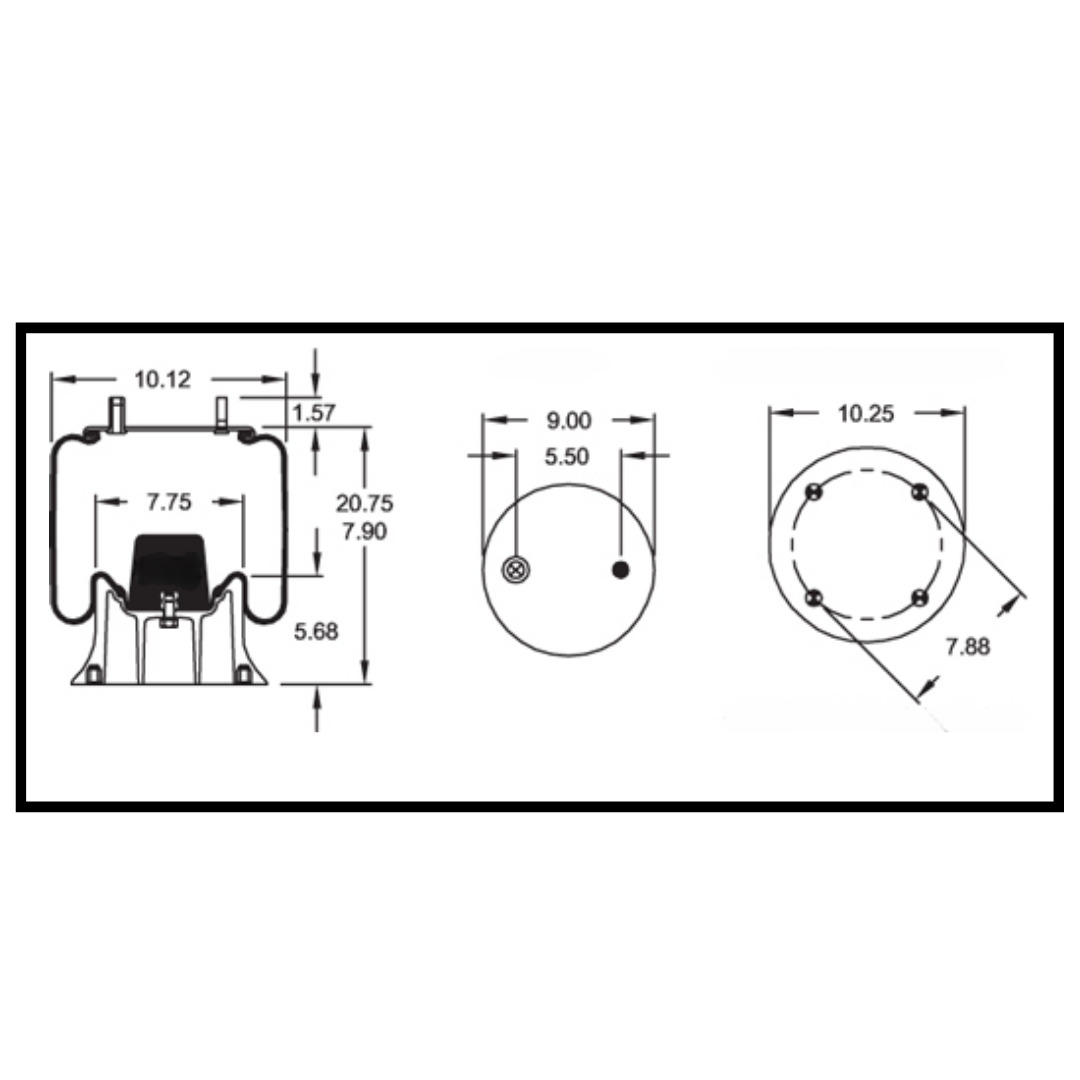 Trailer Air Spring Bag & Air Suspension Compatible with Hendrickson Replacing Part Numbers 9082, W01-358-9082, W01-358-9083, 57QL310, S-4041 S-11651, S-2066, C-2066, C-11651, 1R12-092, 1R12-093