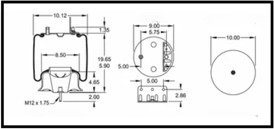 2 Pack Air Spring Bag & Air Suspension Compatible with Navistar Trucks Replacing Part Numbers W01-358-9648, 2027911C-1, 2027911C-2, 1R12-398, 1R12-538