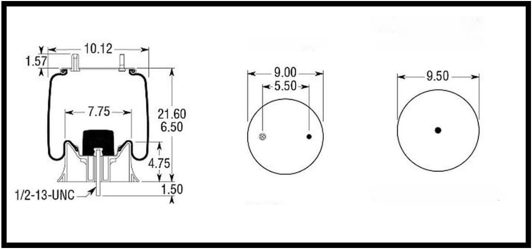 2 Pack Trailer Air Spring Bag & Air Suspension Compatible With W01-358-9921, 1R12-502, AS-0090, 905-57-117