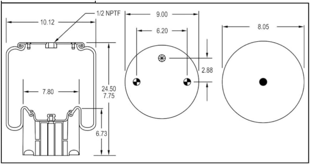 2 Pack Air Spring Bag & Air Suspension Compatible With Kenworth & Peterbilt Trucks Replacing Part Numbers W01-358-8864, C81-1011, C81-1013, C81-1017, 8864
